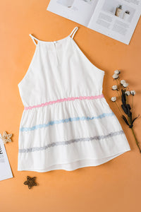 Tank Top | White Ricrac Stitching Halter Top