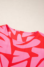 Load image into Gallery viewer, Strawberry Pink Abstract Printed Ruffled Top Wide Leg Pants Set
