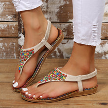 Load image into Gallery viewer, Beaded Leather Sandals |  Flat Sandals
