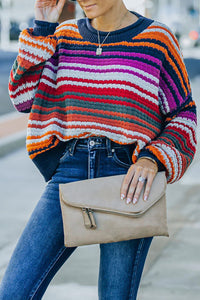 Stripe Boho Fashion Drop Shoulder Baggy Sweater | Tops/Sweaters & Cardigans