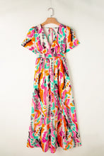 Load image into Gallery viewer, Pink Boho Tie-dye Print V Neck Maxi Dress | Dresses/Maxi Dresses
