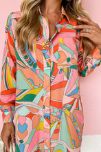 Load image into Gallery viewer, Long Sleeve Shirt Dress | Multi-Color Geometric Abstract Print
