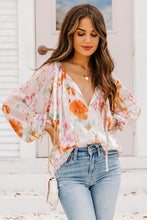 Load image into Gallery viewer, Womens Blouse | Multicolor Abstract Print Split Neck Puff Sleeve Blouse | Tops/Blouses &amp; Shirts
