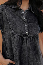 Load image into Gallery viewer, Denim Dress | Black Acid Wash Button Front Short Sleeve
