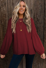 Load image into Gallery viewer, Faux Knit Jacquard Puffy Long Sleeve Top | Tops/Long Sleeve Tops
