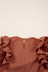 Flutter Sleeve Top | Red Sandalwood Sleeveless Blouse