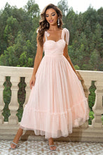 Load image into Gallery viewer, Formal Summer Dress | Pink Tie-Shoulder Sweetheart Neck Dress
