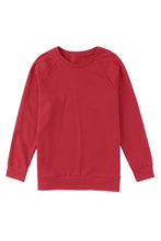 Load image into Gallery viewer, Fiery Red Solid Round Neck Raglan Sleeve Sweatshirt | Tops/Sweatshirts &amp; Hoodies
