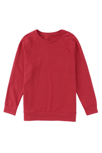 Fiery Red Solid Round Neck Raglan Sleeve Sweatshirt | Tops/Sweatshirts & Hoodies