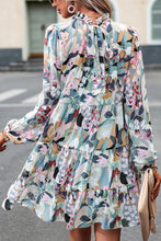 Load image into Gallery viewer, Green Frilled Neck Tiered Floral Dress | Dresses/Floral Dresses
