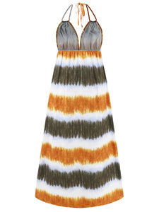 Womens Tie-Dye Dress | Tie-Dye Halter Neck Sleeveless Dress | Dresses/Maxi Dresses