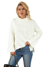 Load image into Gallery viewer, White Expose Seam Turtle Neck Side Slit Oversized Sweater | Tops/Sweaters &amp; Cardigans
