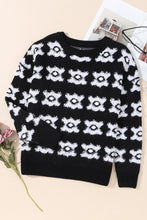 Load image into Gallery viewer, White Printed Retro Flower Pattern Knit Fuzzy Sweater | Tops/Sweaters &amp; Cardigans
