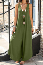 Load image into Gallery viewer, Womens Jumpsuit-Pocketed Scoop Neck Wide Leg Jumpsuit
