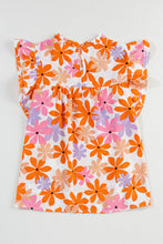 Load image into Gallery viewer, Orange Ruffled Sleeve Smocked Floral Top | Tops/Blouses &amp; Shirts
