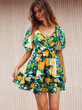 Load image into Gallery viewer, Printed Surplice Short Sleeve Dress | Dress
