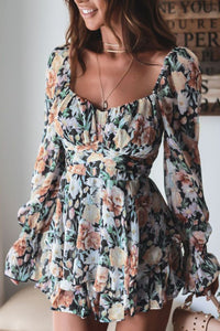 Romper | Floral Sweetheart Neck Romper