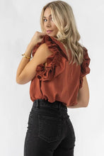 Load image into Gallery viewer, Flutter Sleeve Top | Red Sandalwood Sleeveless Blouse
