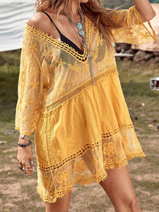 Womens Cover Up Dress | Lace Detail Plunge Cover-Up Dress | Dresses/Mini Dresses