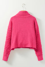 Load image into Gallery viewer, Pink Ribbed Turtleneck Fuzzy Sleeve Knit Sweater | Tops/Sweaters &amp; Cardigans
