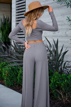 Load image into Gallery viewer, Pants Set | Gray Solid Color Ribbed Crop Top
