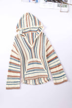 Load image into Gallery viewer, Multicolor Striped Knit Kangaroo Pocket Hooded Sweater | Tops/Sweaters &amp; Cardigans
