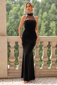 Sexy Formal Dress | Black Lace Detail Sleeveless Maxi Dress