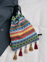 Load image into Gallery viewer, Canvas Backpack Bag | Tassel Geometric Canvas Backpack
