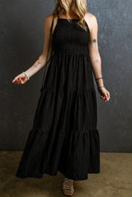 Load image into Gallery viewer, Maxi Dress | Black Spaghetti Straps Smocked Pleated Dress
