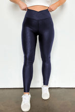 Load image into Gallery viewer, Leather Leggings | Navy Blue Dip Waist Leggings
