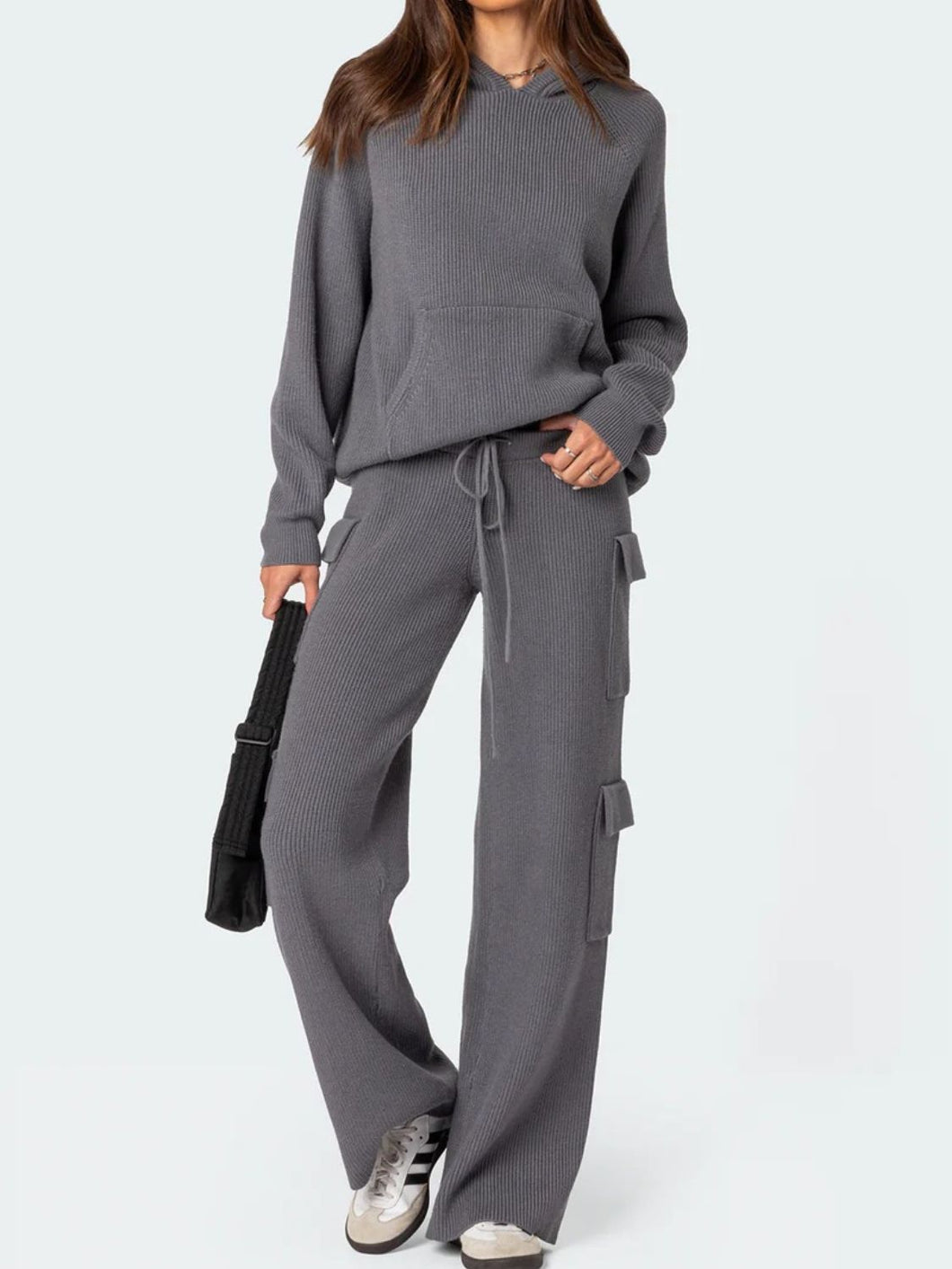 Hooded Top and Pants Sweater Set