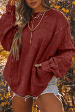 Load image into Gallery viewer, Fiery Red Exposed Seam Twist Open Back Oversized Sweatshirt
