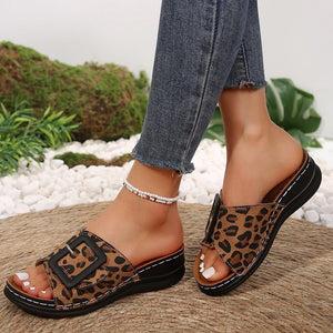 Suede Sandals | Leopard Wedge Sandals