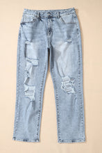 Load image into Gallery viewer, Womens Blue Jeans | Distressed High Waist Blue Jeans | Blue Jeans
