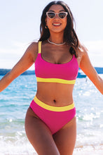 Load image into Gallery viewer, Rose Color Block Ribbed Bikini Swimwear | Swimwear/Bikinis
