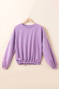 Wisteria Mineral Wash Drop Shoulder Casual Sweatshirt | Tops/Sweatshirts & Hoodies