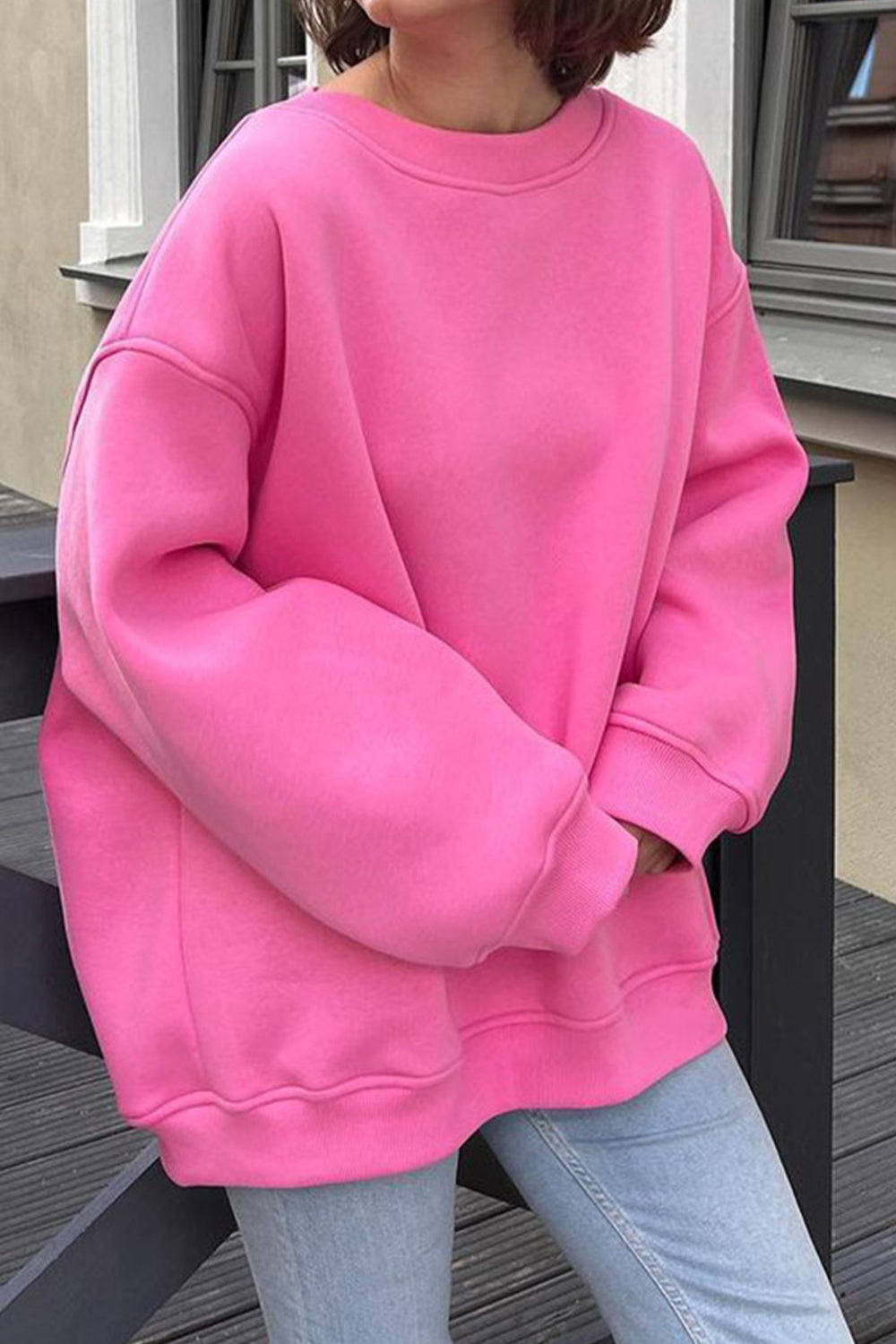 Oversize Round Neck Sweatshirt | Dropped Shoulder