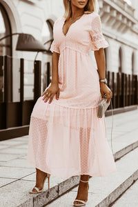 Maxi Dress | Swiss Dot Lace Trim Dress