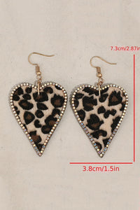 Multicolour Rhinestone Edge Leopard Print Heart Shape Earrings | Accessories/Jewelry