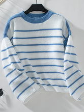 Load image into Gallery viewer, Striped Round Neck Long Sleeve Sweater
