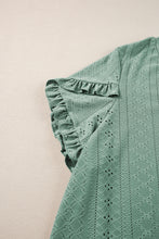 Load image into Gallery viewer, Petal Sleeve Blouse | Laurel Green Jacquard V Neck Blouse
