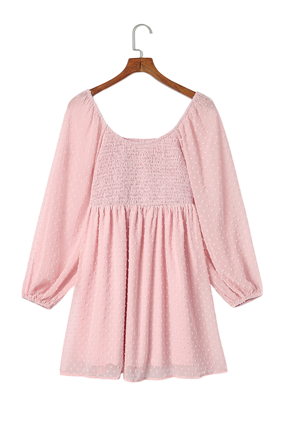 Pink Swiss Dot Smocked Puff Sleeve Mini Dress | Dresses/Mini Dresses