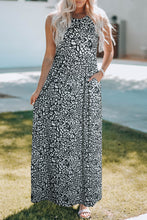 Load image into Gallery viewer, Gray Leopard Print Pocketed Sleeveless Maxi Dress
