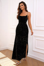 Load image into Gallery viewer, Formal Dress | Sequin Backless Split Maxi Dress
