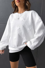 Load image into Gallery viewer, White Star Sweatshirt |  Embossed Drop Shoulder Sweatshirt
