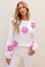 Load image into Gallery viewer, Crochet Flower Sweater | Round Neck Long Sleeve Sweater
