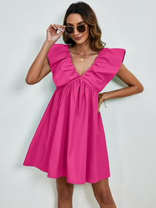 V-Neck Cap Sleeve Mini Dress | Dress