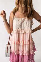 Load image into Gallery viewer, Pink Ombre Swiss Dot Ruffled Tiered Mini Dress
