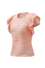 Load image into Gallery viewer, Ruffle Sleeve Top | Pink Apricot Pink Wavy Textured Blouse
