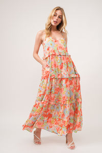 Cami Dress | Floral Ruffled Tiered Maxi Adjustable Strap